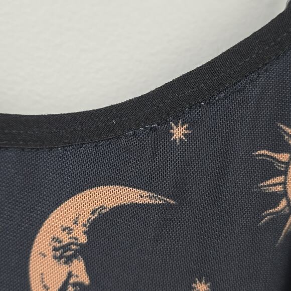 HOROSCOPEZ Witchy‎ Spaghetti Strap Dress Black/Gold Womens Sz M Whimsy Goth Y2K - Picture 12 of 13